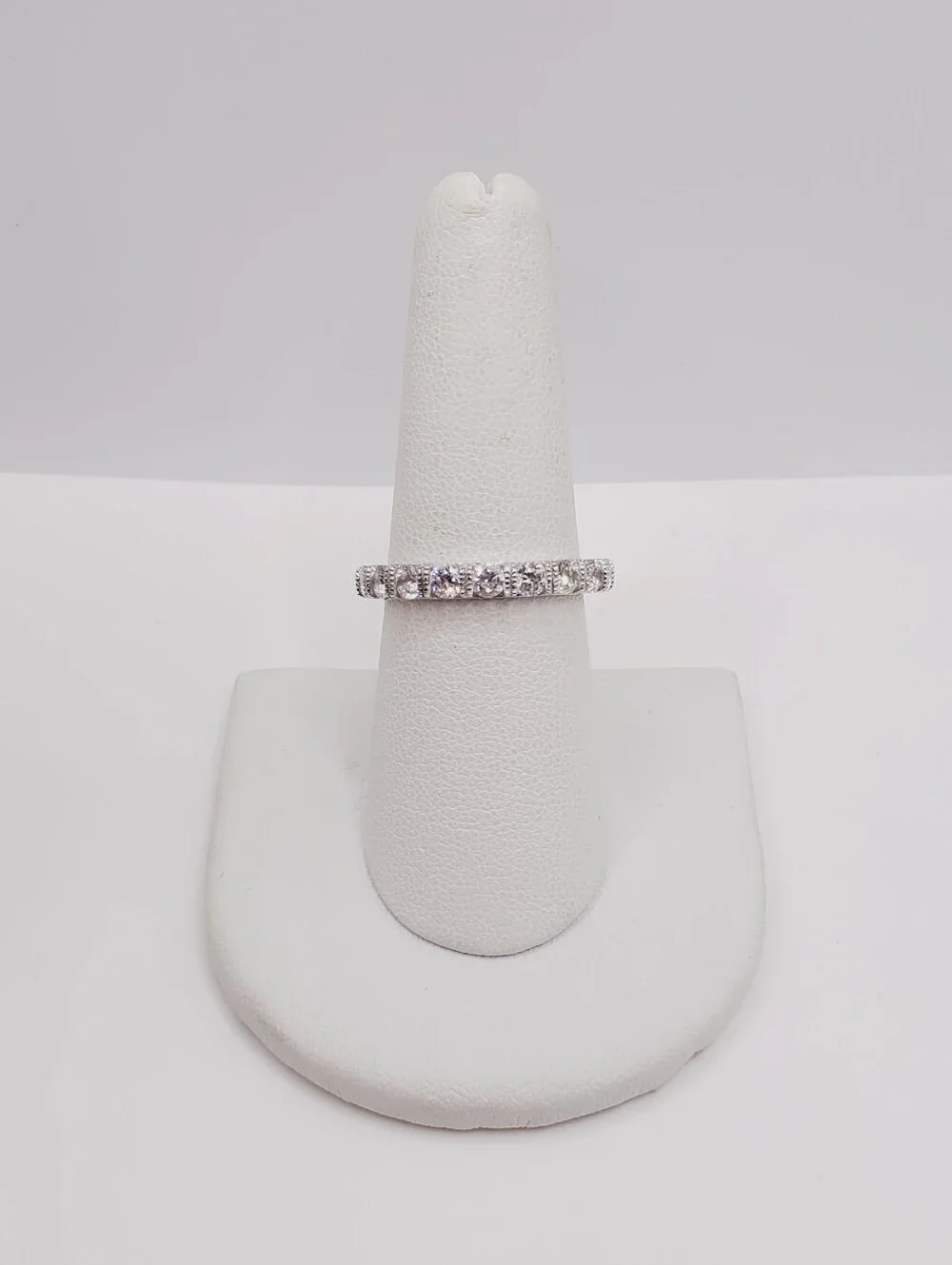 925 Sterling Silver Clear Cz Pave Eternity Band Ring